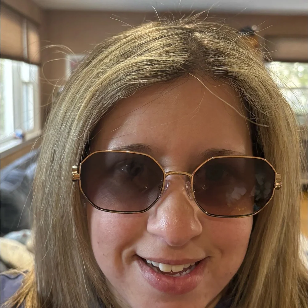 Tory Burch Rose Gold Frame Sunglasses with Brown Gradient Lenses